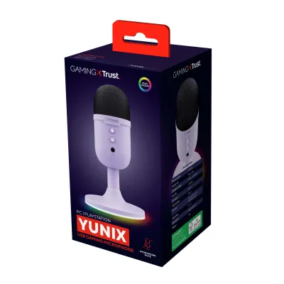 Trust GXT 234P Yunix Púrpura RGB Micrófono de mesa USB y JACK Trust GXT 234P Yunix Púrpura RGB Micrófono de mesa USB y JACK