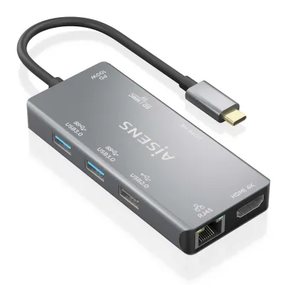 Docking USB Tipo-C Aisens ASUC-9P018-GR/ 2xHDMI/ 3xUSB/ 1xRJ45/ Docking USB Tipo-C Aisens ASUC-9P018-GR/ 2xHDMI/ 3xUSB/ 1xRJ45/