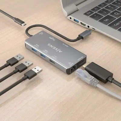 Docking USB Tipo-C Aisens ASUC-9P018-GR/ 2xHDMI/ 3xUSB/ 1xRJ45/ Docking USB Tipo-C Aisens ASUC-9P018-GR/ 2xHDMI/ 3xUSB/ 1xRJ45/