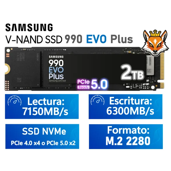 Samsung 990 EVO Plus 2TB SSD M.2 PCIe 4.0 x4/5.0 x2 NVMe 2.0 a 7150MB/s