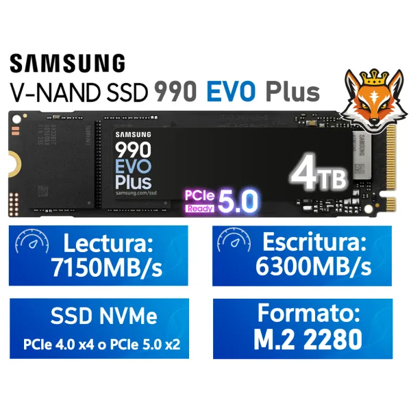 Samsung 990 EVO Plus 4TB SSD M.2 PCIe 4.0 x4/5.0 x2 NVMe 2.0 a 7150MB/s