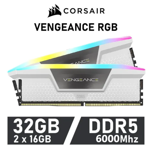 Corsair Vengeance RGB White KIT 32GB DDR5 a 6000MHz CL36 1.4v XMP 3.0 (2x16GB)