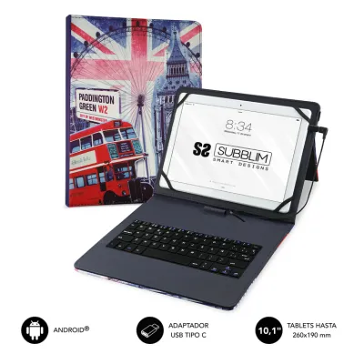 Subblim Keytab England USB Funda para Tablet 10.1"