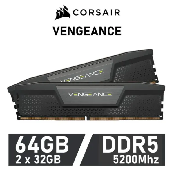 Corsair Vengeance Black KIT 64GB DDR5 a 5200MHz CL40 1.25v XMP 3.0 (2x32GB)