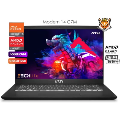 MSI Modern 14 C7M-299XES AMD Ryzen 5-7430u 16GB 512GB 14" MSI Modern 14 C7M-299XES AMD Ryzen 5-7430u 16GB 512GB 14"