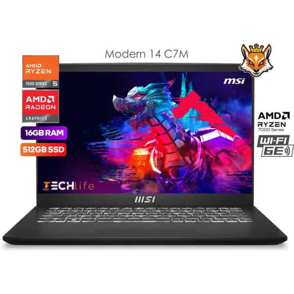 MSI Modern 14 C7M-299XES AMD Ryzen 5-7430u 16GB 512GB 14" FreeDOS