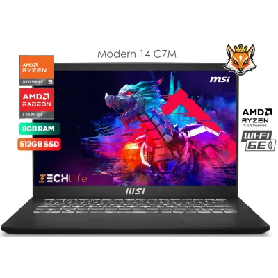 MSI Modern 14 C7M-293XES AMD Ryzen 5-7430u 8GB 512GB 14" FreeDOS MSI Modern 14 C7M-293XES AMD Ryzen 5-7430u 8GB 512GB 14" FreeDOS