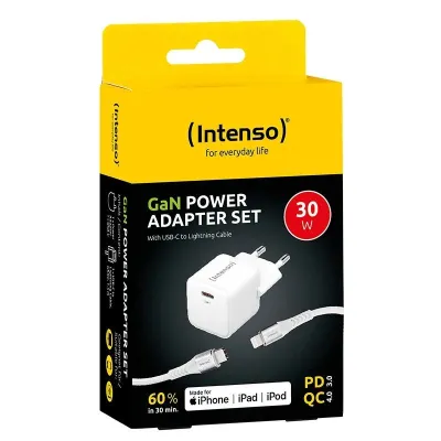 Intenso | kit cargador gan w30c + cable lightning