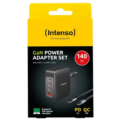 Intenso | kit cargador gan w140a3c + cable usb-c Intenso | kit cargador gan w140a3c + cable usb-c