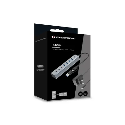 Conceptronic HUB USB-C/USB 3.0 de 3 Puertos USB-C+4 Puertos USB