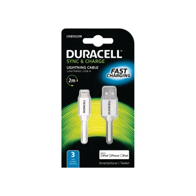 Duracell USB5022W cable de conector Lightning 2 m Blanco