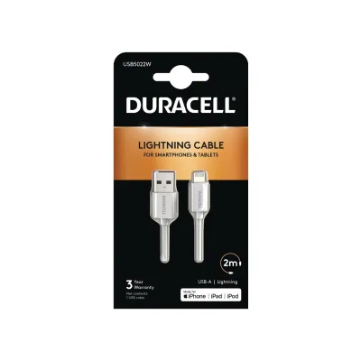 Duracell USB5022W cable de conector Lightning 2 m Blanco