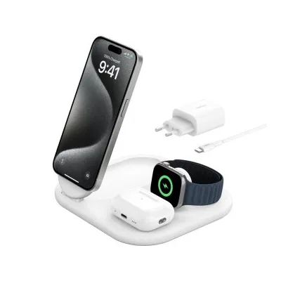Base De Carga Inalambrica 3 En 1 Belkin Wiz029vfwh Con Q12 De