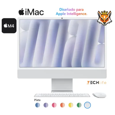 Apple iMac 24" 4,5K ( 2024) Plata M4 CPU x10/GPU x10 16GB 512GB Apple iMac 24" 4,5K ( 2024) Plata M4 CPU x10/GPU x10 16GB 512GB