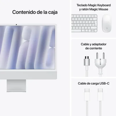 Apple iMac 24" 4,5K ( 2024) Plata M4 CPU x10/GPU x10 16GB 512GB Apple iMac 24" 4,5K ( 2024) Plata M4 CPU x10/GPU x10 16GB 512GB