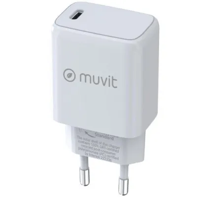Cargador de Pared Muvit For Change MCACC0038/ 1xUSB Tipo-C/ 25W