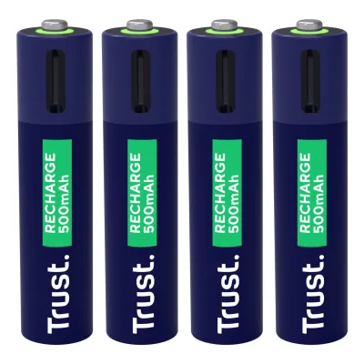 Trust 25671 USB-C Pack 4 Pilas AAA Recargables 500mAh - Novedad