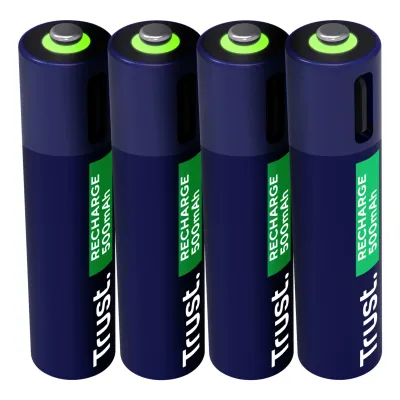 Trust 25671 USB-C Pack 4 Pilas AAA Recargables 500mAh - Novedad