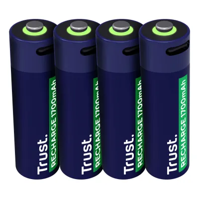 Trust 25631 USB-C Pack 4 Pilas AA Recargables 1700mAh - Novedad