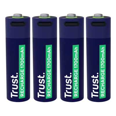 Trust 25631 USB-C Pack 4 Pilas AA Recargables 1700mAh - Novedad