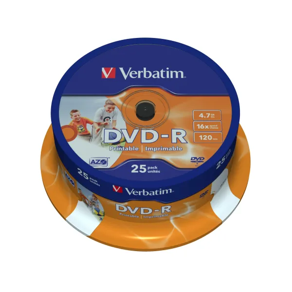 Verbatim DVD-R 16x 4.7GB Printable Tarrina 25 unds