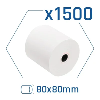 Pack 1500 rollos papel térmico sin bpa 80x80mm
