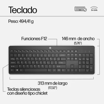 Teclado y Ratón Inalámbricos HP 230/ Negro Teclado y Ratón Inalámbricos HP 230/ Negro
