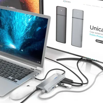 Aisens Conversor USB-C Dock 12 En 1 Gris