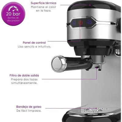 Grunkel CAFPRESOH-20 Cafetera Espresso 20 Bares 1450W