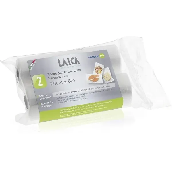 Laica VT3508 Rollo para Envasar al Vacío 20x600cm Pack 2 Unidades