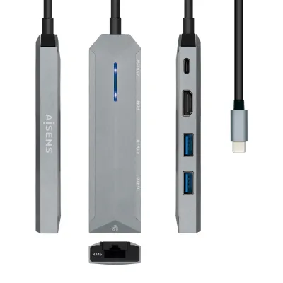 Aisens Docking USB-C 3.2 5 en 1 Multipuerto Gris