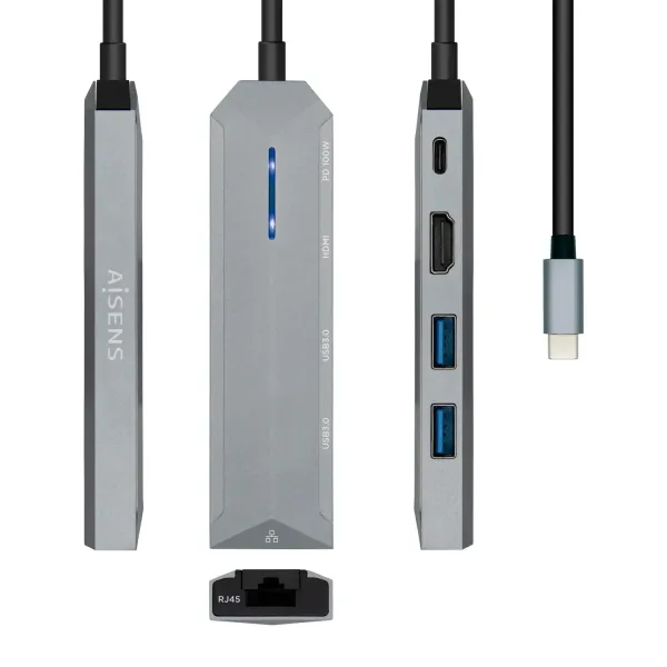 Aisens Docking USB-C 3.2 5 en 1 Multipuerto Gris