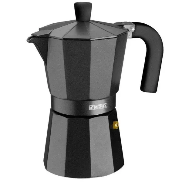 Monix Vitro Cafetera Italiana de Aluminio 3 Tazas Negra