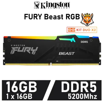 Kingston FURY Beast RGB 16GB DDR5 5200MHz CL40 1.25v XMP 3.0 Kingston FURY Beast RGB 16GB DDR5 5200MHz CL40 1.25v XMP 3.0