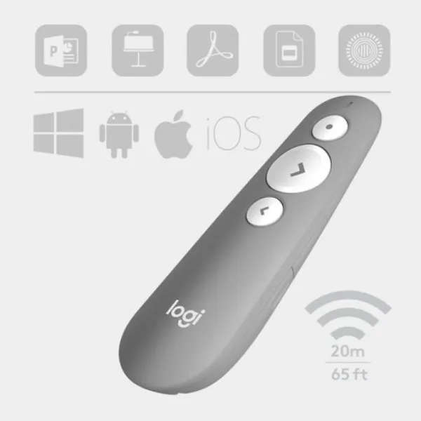 Logitech R500 Mando Inalámbrico Láser para Presentaciones Gris