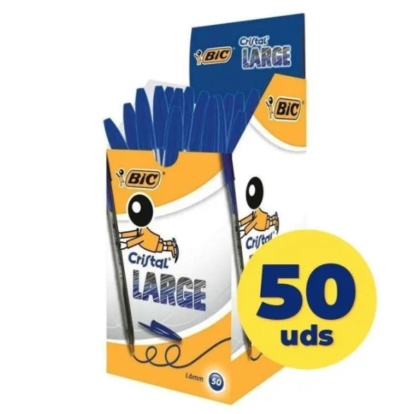 Bic Cristal Large Caja de 50 Bolígrafos Azules