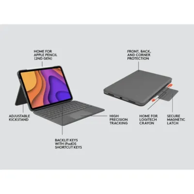 Logitech Folio Touch Funda con Teclado Oxford Grey para iPad