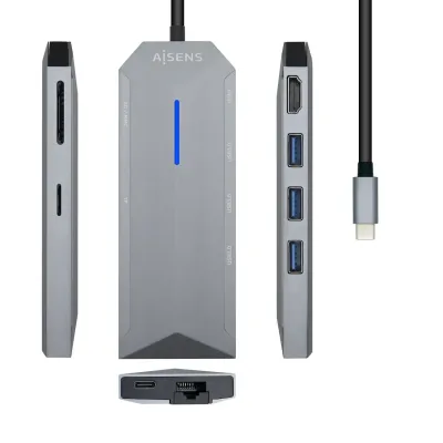 Aisens Docking USB-C 3.2 Multipuerto Gris