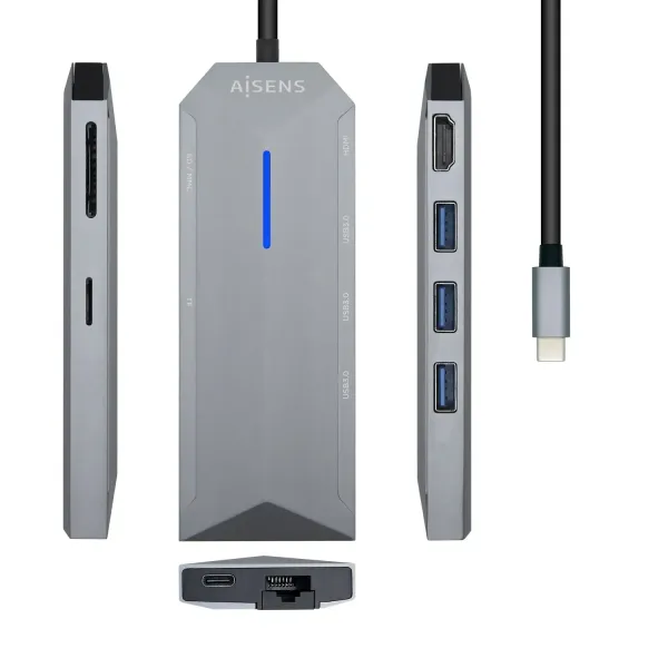 Aisens Docking USB-C 3.2 Multipuerto Gris