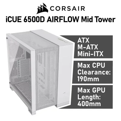Corsair 6500D AIRFLOW Semitorre ATX Cristal Templado USB-C Corsair 6500D AIRFLOW Semitorre ATX Cristal Templado USB-C