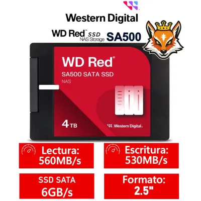 Western Digital WD Red SA500 NAS 4TB SSD 2.5" SATA 6GB/s 560MB/s Western Digital WD Red SA500 NAS 4TB SSD 2.5" SATA 6GB/s 560MB/s
