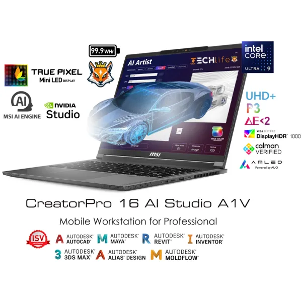 MSI Creator Pro 16 AI Studio A1VJG-209ES Intel Core Ultra 9 185H 32GB 2TB SSD RTX 2000 16"