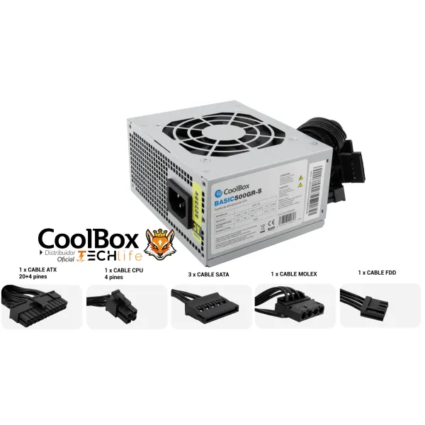 CoolBox 500GR-S Fuente Alimentación SFX ATX 500W 20+4pin