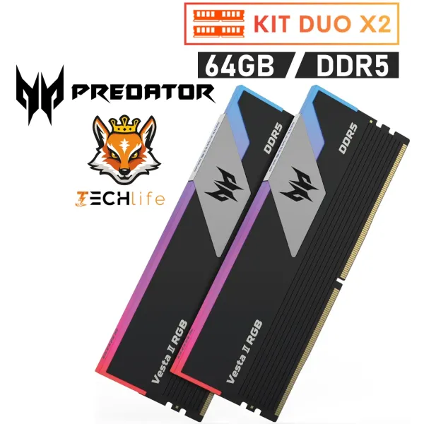 Acer Predator Vesta II RGB Black KIT 64GB DDR5 6000MHz CL30 1.35v ( 2x32GB)