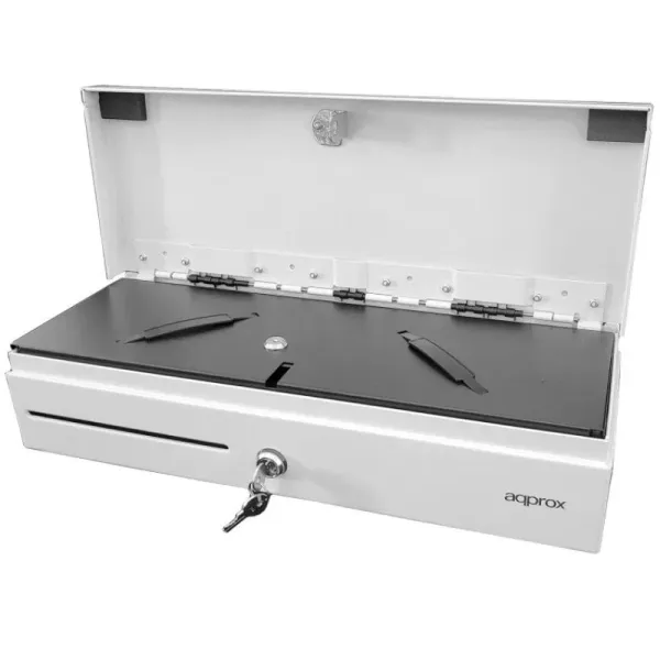 Approx appCASH02FLIPTOPWH Cajón Portamonedas Compacto Manual y Automático RJ-11/RJ-12 Blanco