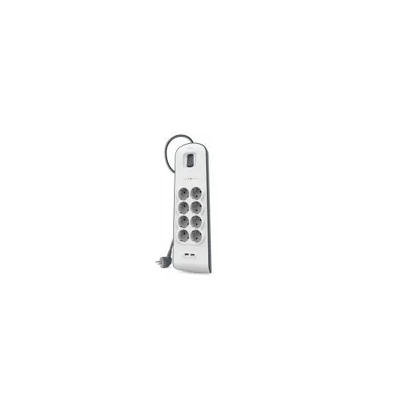 Belkin Regleta de Protección 8 Enchufes/2 USB Negro/Blanco
