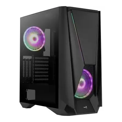Aerocool Visor Cristal Templado USB 3.1 RGB Negra