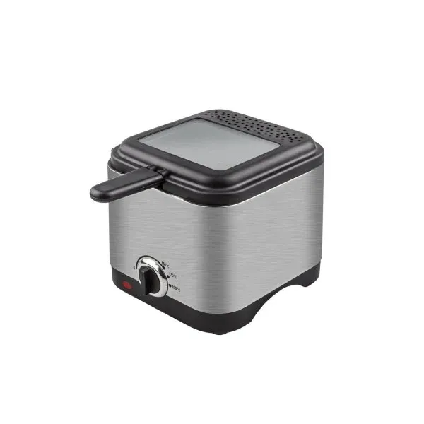 Freidora Kuken Capacidad 1.5l Acero Inox Cuerpo Y Tapa Con Ventana De Cristal 900w