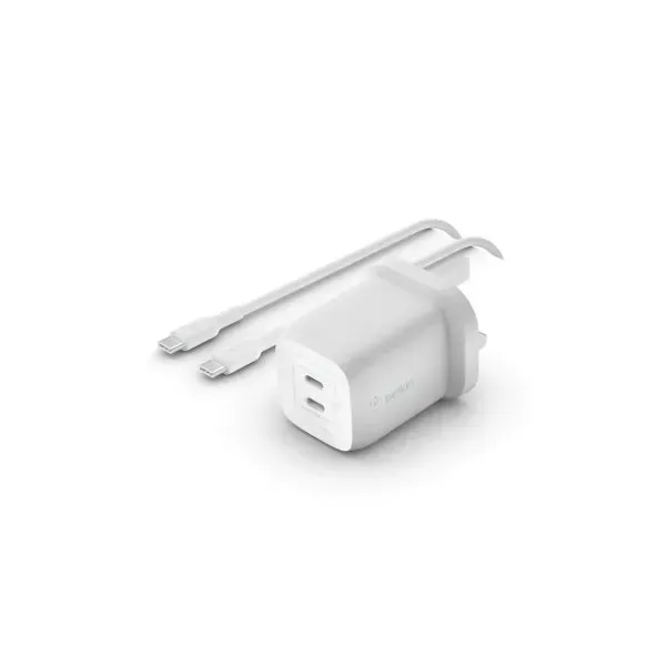 Belkin BOOST CHARGE PRO Cargador USB-C GaN Doble con PPS 65 W + Cable USB-C a USB-C 