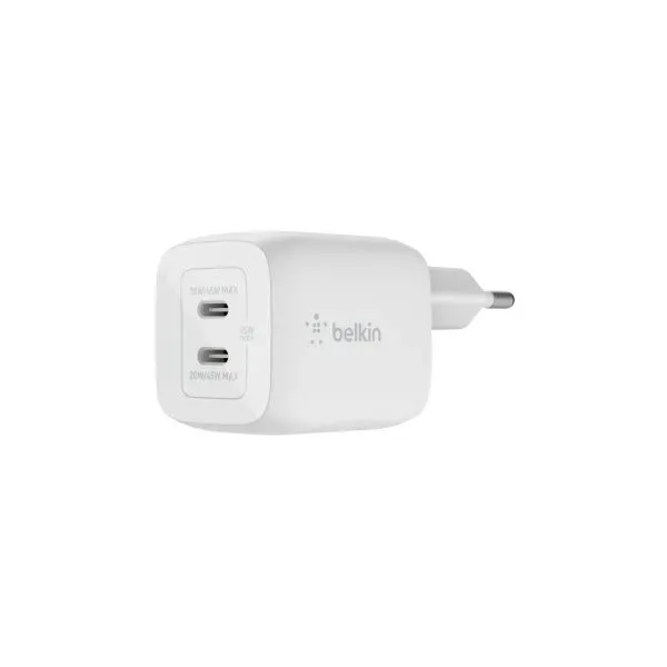 Belkin Cargador de Pared USB-C GaN Doble con PPS de 45 W Blanco 